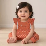 Sweet Bunny Premium Cotton Baby Girl Dress Set with Matching Pants – Summer Outfit - Orange