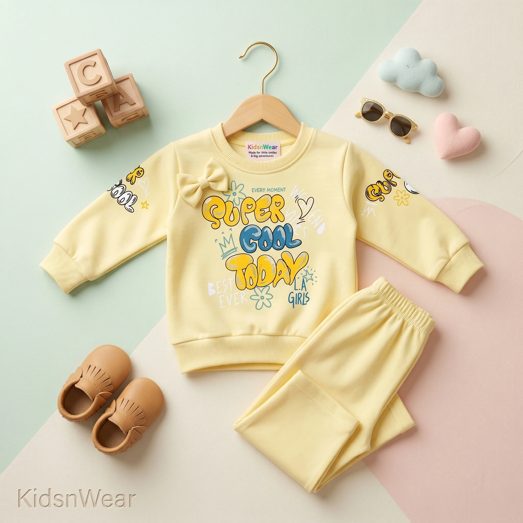 Baby Girls' "Super Cool Today" Lightweight Summer Sweatshirt and Jogger Set - Image 6