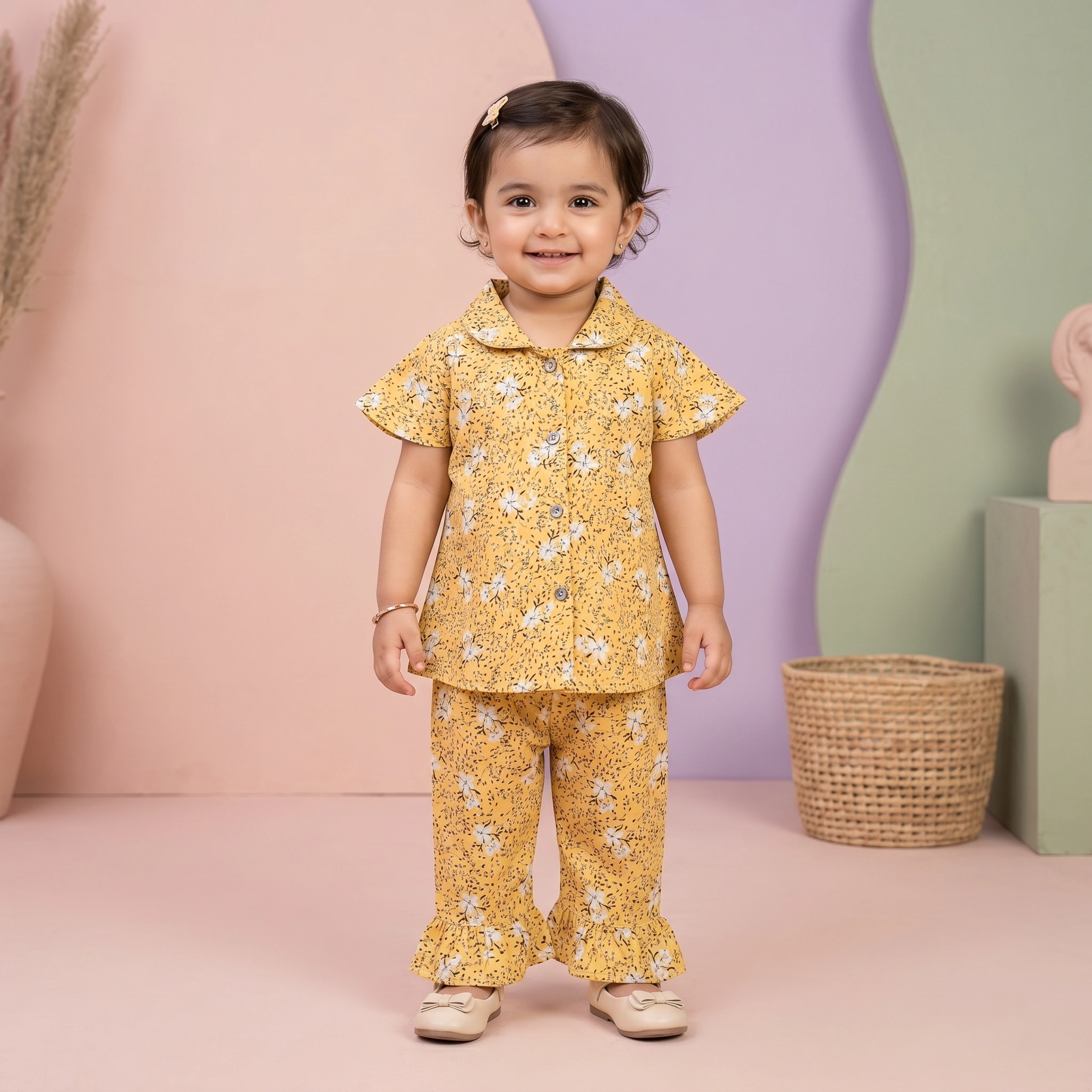 KidsnWear Girls’ Premium Arabic Lawn Floral Printed Boutique Set - Image 5