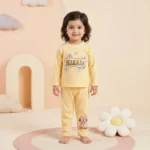 KidsnWear Baby Girls’ Floral Minnie Character Ribbed Lounge Set - Yellow