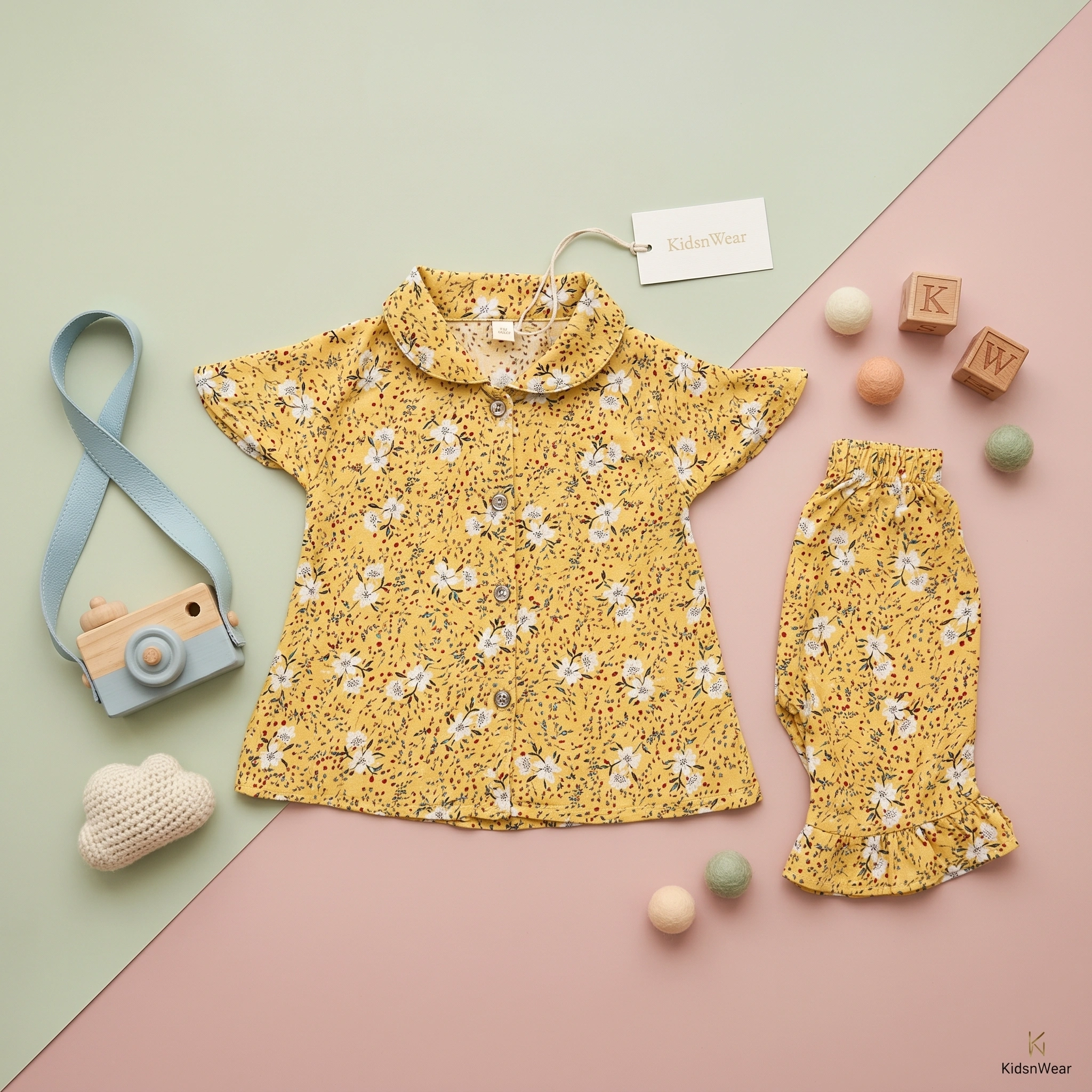 KidsnWear Girls’ Premium Arabic Lawn Floral Printed Boutique Set - Image 6