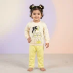 Premium Polka Dot Bunny Graphic Sweatshirt and Jogger Luxury Set - Yellow