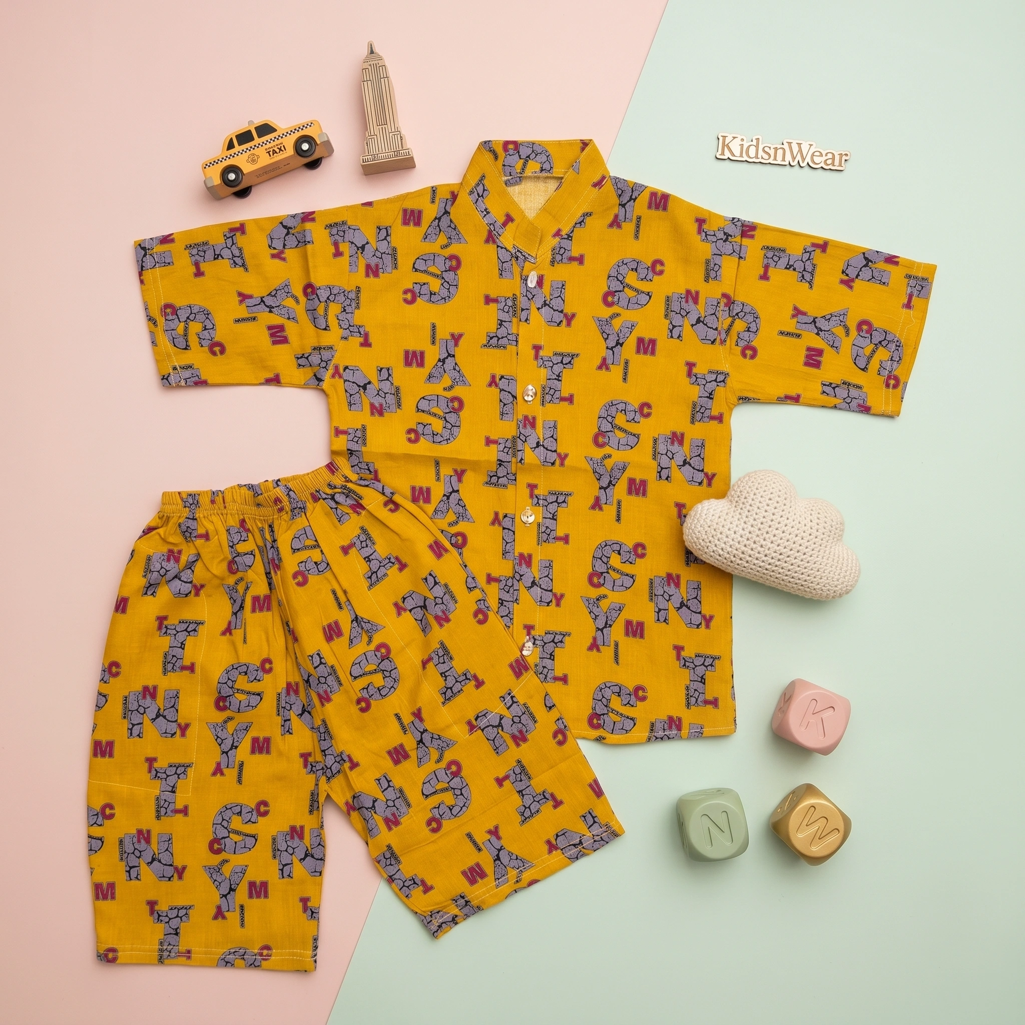 KidsnWear Boys' Premium Typography Button-Down Shirt and Shorts Set - Image 4