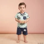 Boys' Mickey Mouse Typography Premium Pocket Tee and Shorts Set - Olive Green