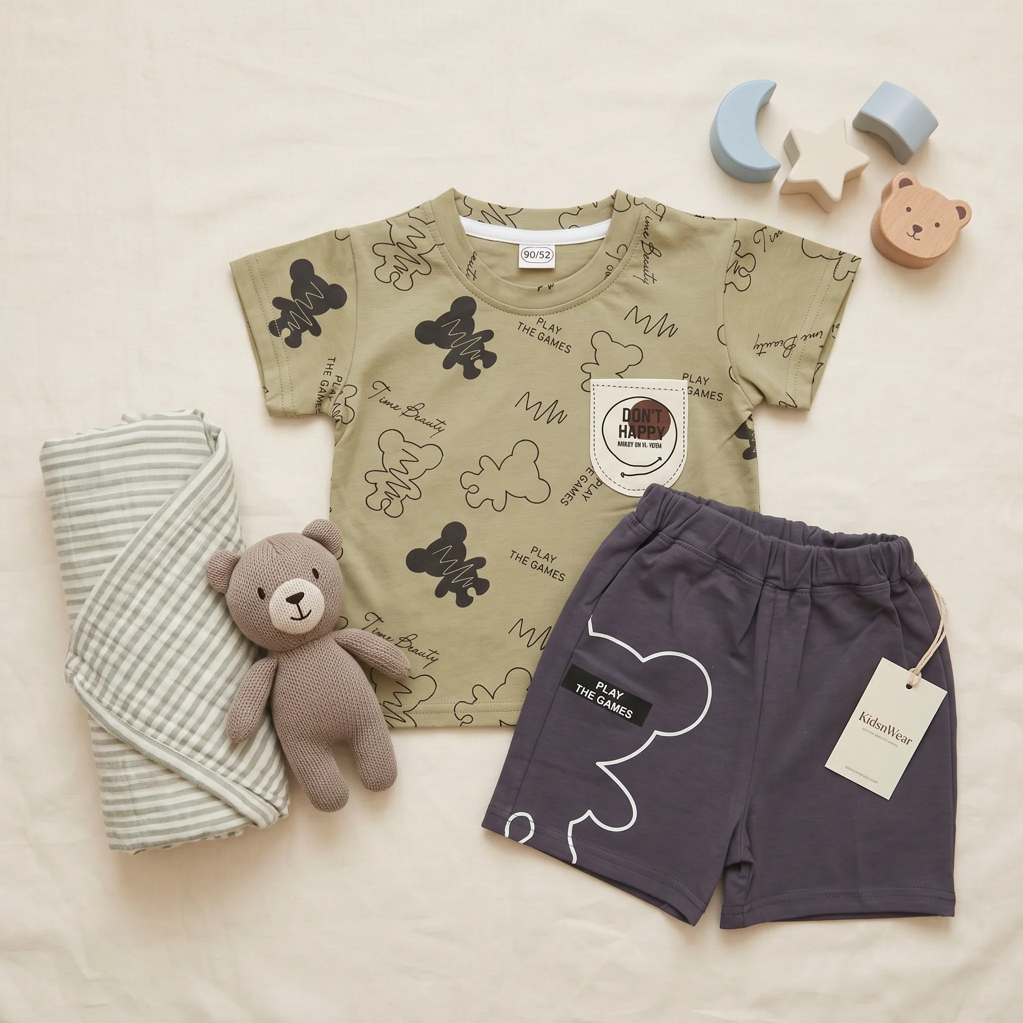 Boys' Bear Silhouette Premium Pocket Tee and Shorts Set - Image 2