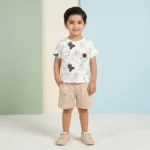 Boys' Bear Silhouette Premium Pocket Tee and Shorts Set - White