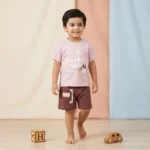 Boys' Happy Today Teddy Bear Premium Graphic Tee and Shorts Set - Pink
