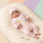 Infant Sweet Candies Polka Dot Premium Cotton Romper and Beanie Hat Set - Pink
