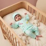 Infant Sweet Candies Polka Dot Premium Cotton Romper and Beanie Hat Set - Green