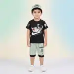 Boys' Nike Universal Space Astronaut Tee and Sage Striped Shorts Set - Green