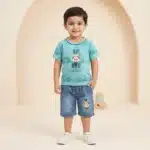 Boys' Sport Character Premium Tie-Dye Tee and Denim Shorts Set - Sea Green