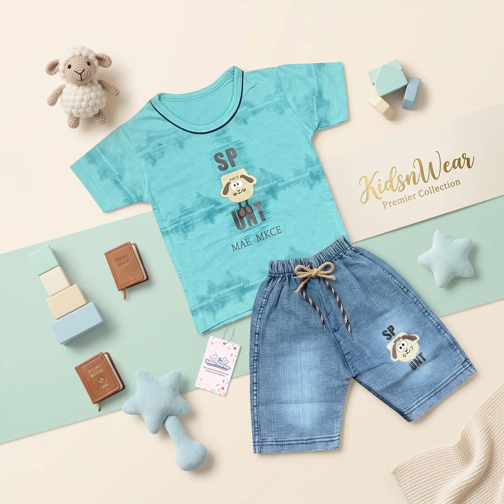 Boys' Sport Character Premium Tie-Dye Tee and Denim Shorts Set - Image 2