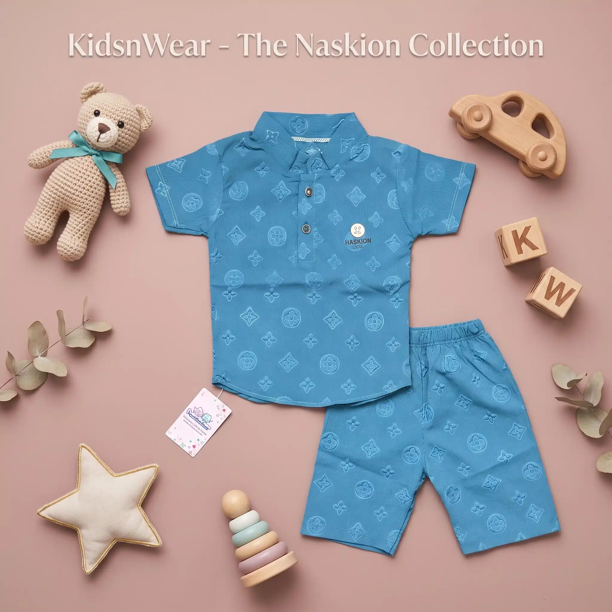 Boys' Monogram Embossed Premium Polo Shirt and Shorts Set - Image 4