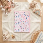 Infant Alphabet & Clouds Premium Cotton Hooded Swaddle Blanket - Pink